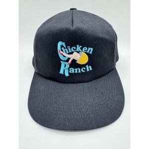 Vintage Chicken Ranch Snapback Hat KC Crown Black 90s Cap